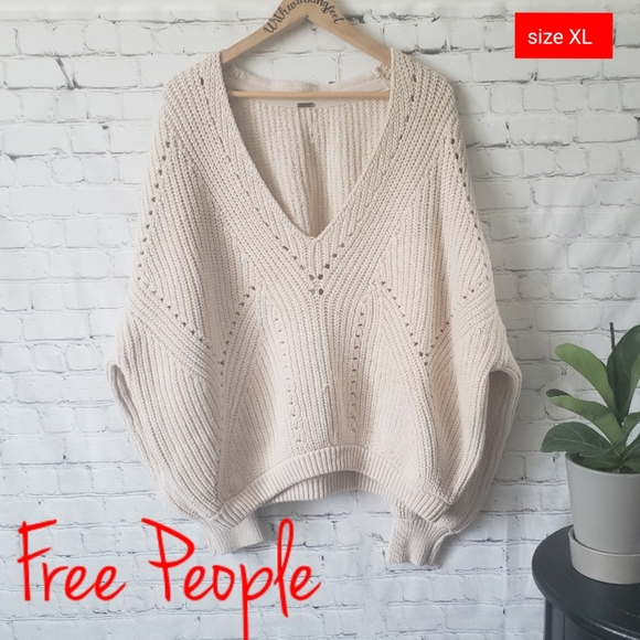 Free People Sweaters - Free People Knitted All Day Pearl Sweater size XL